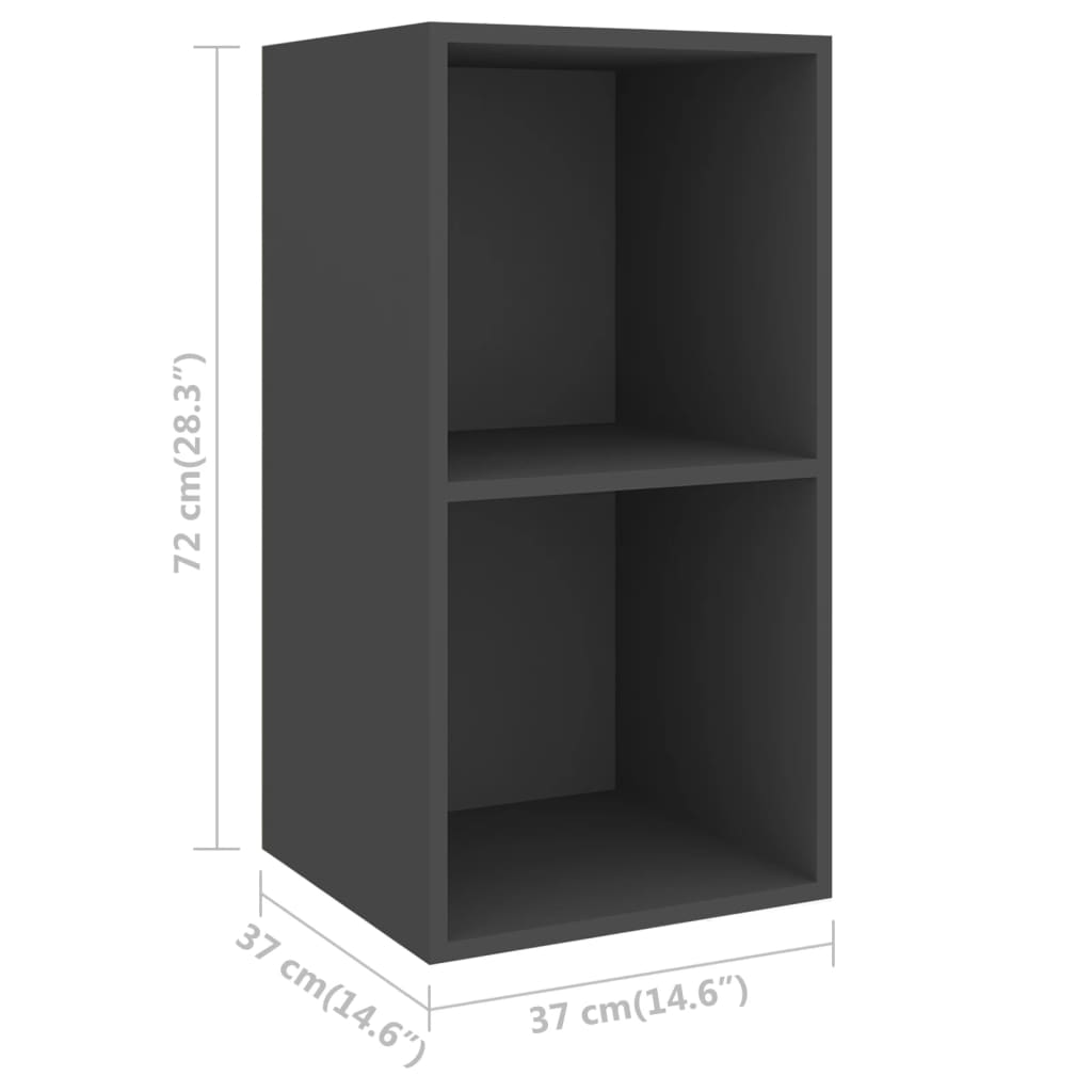 vidaXL Mueble de pared para TV madera contrachapada gris 37x37x72 cm
