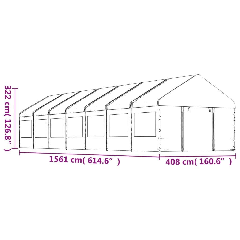 vidaXL Cenador con techo polietileno blanco 15,61x4,08x3,22 m