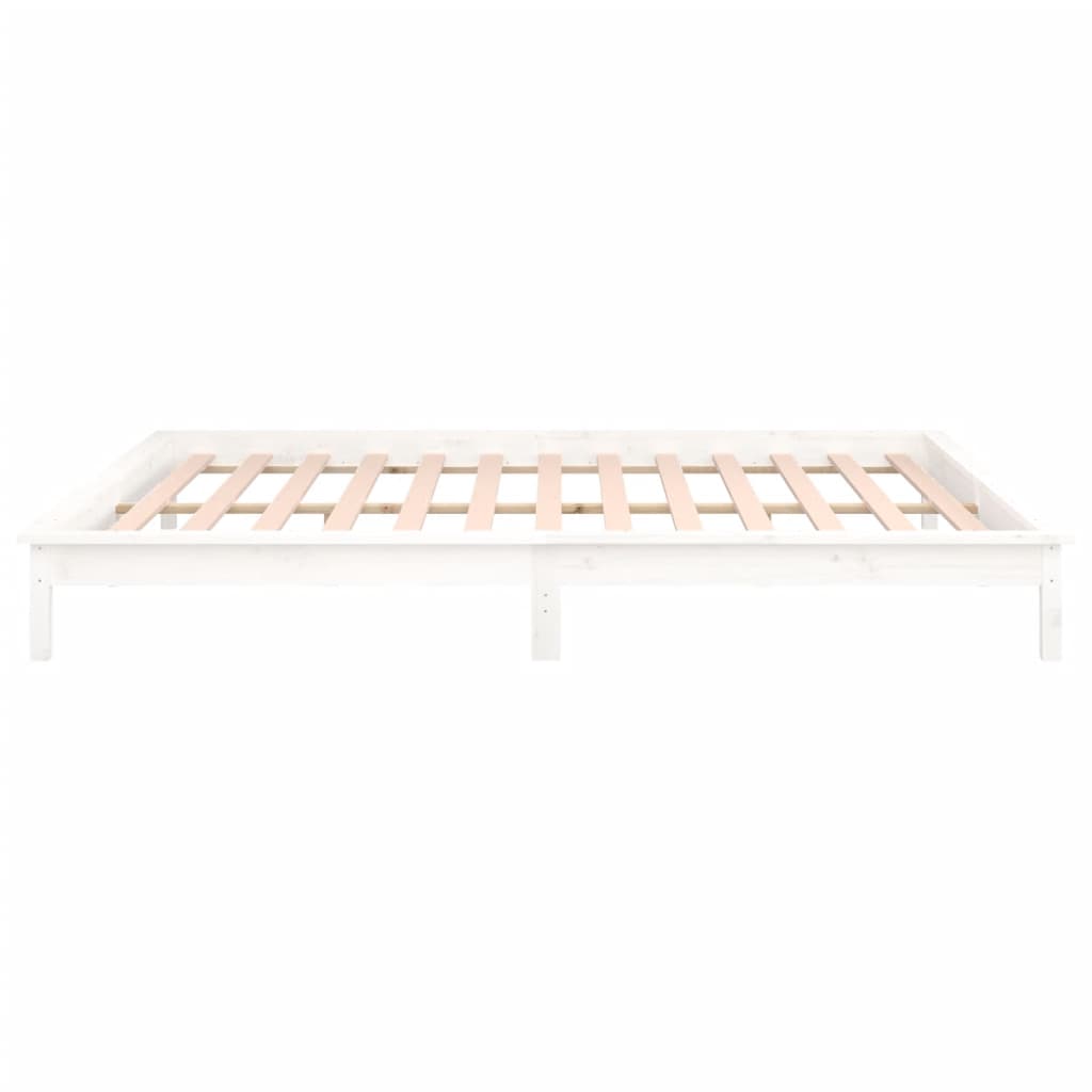 vidaXL Estructura de cama con LED madera maciza blanca 120x200 cm