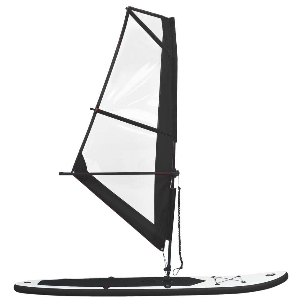 vidaXL Tabla de paddle surf inflable con vela negro y blanco