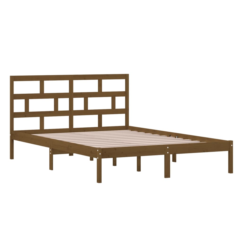 vidaXL Estructura de cama madera maciza de pino marrón miel 140x200 cm