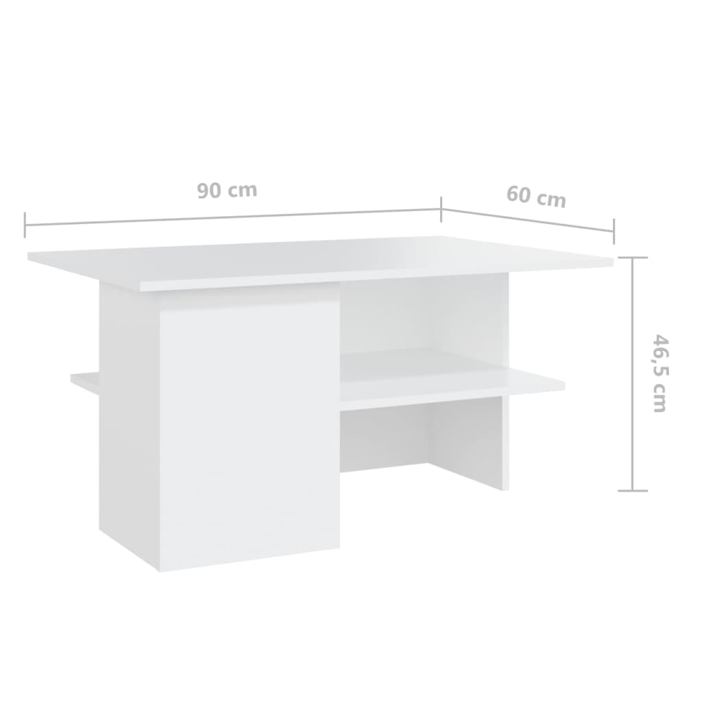 vidaXL Mesa de centro madera contrachapada blanco 90x60x46,5 cm