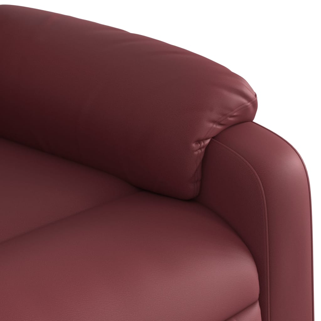 vidaXL Sillón reclinable de masaje de pie cuero artificial rojo tinto