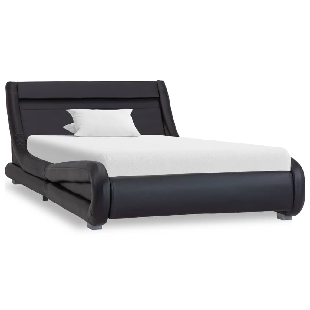 vidaXL Estructura de cama con LED cuero sintético negro 100x200 cm