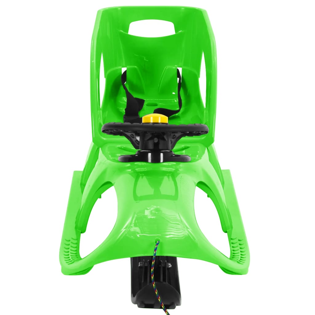vidaXL Trineo con asiento y volante polipropileno verde 102,5x40x23 cm