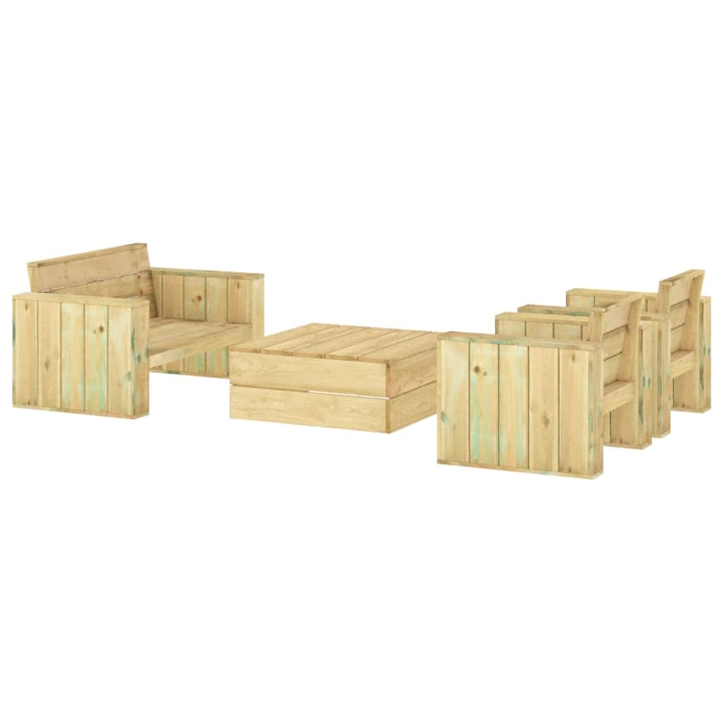 vidaXL Set de muebles de jardín 4 pzas madera maciza pino impregnada