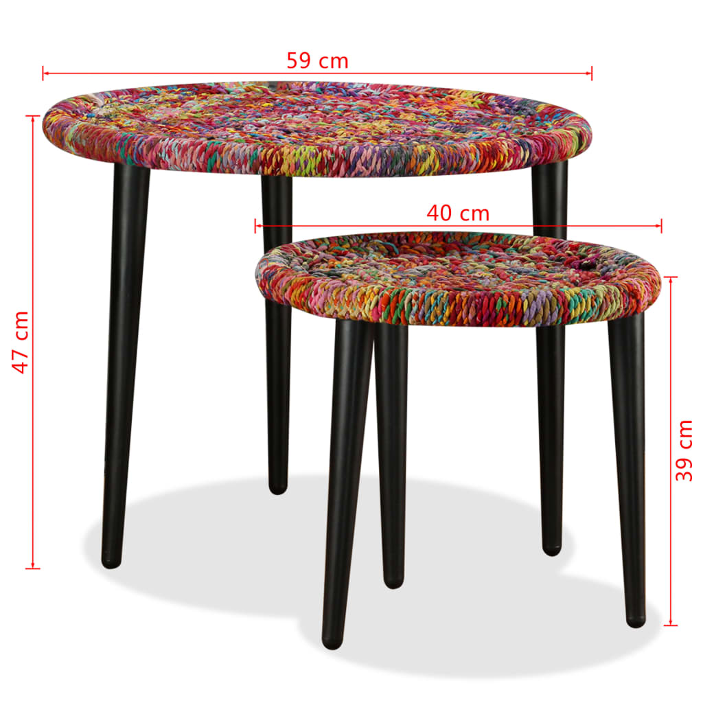 vidaXL Juego de mesas de centro con detalles chindi 2 uds multicolor