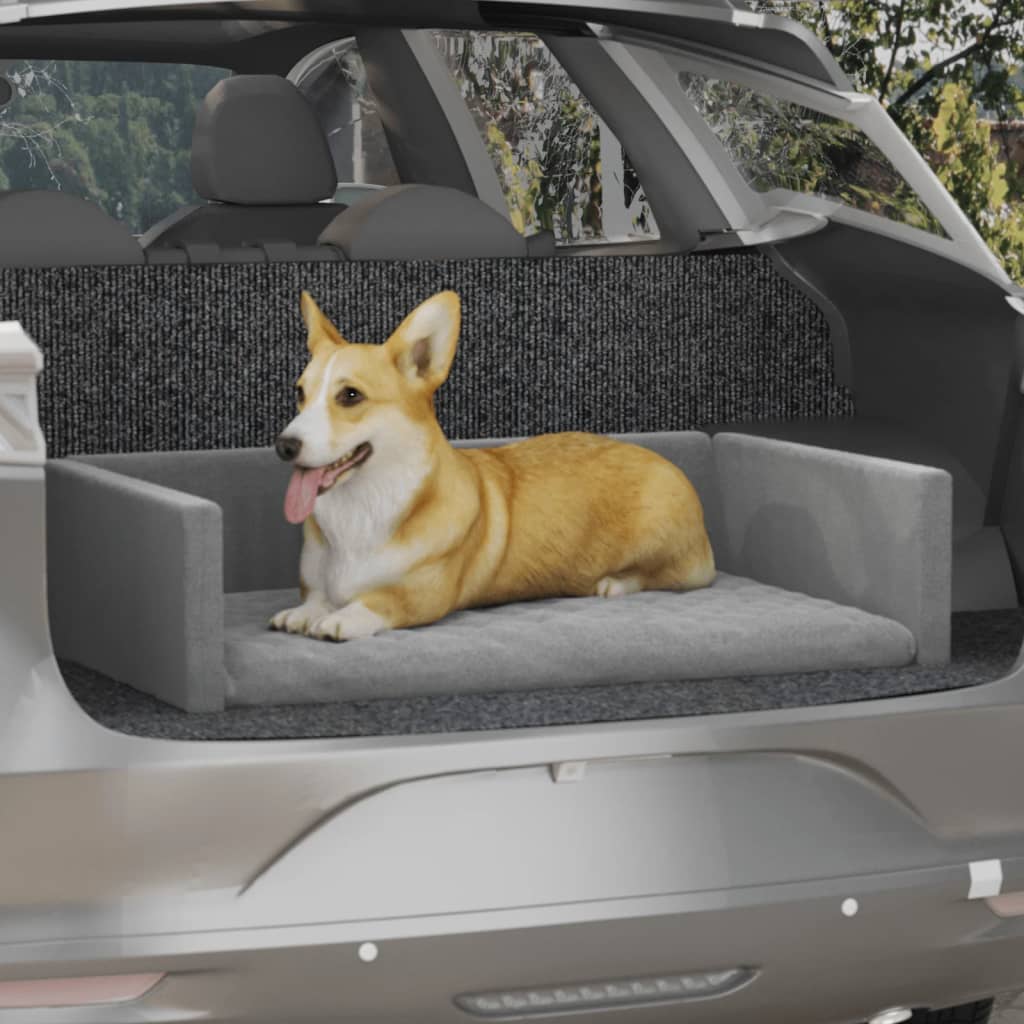 vidaXL Cama de maletero coche para perros aspecto lino gris 110x70 cm
