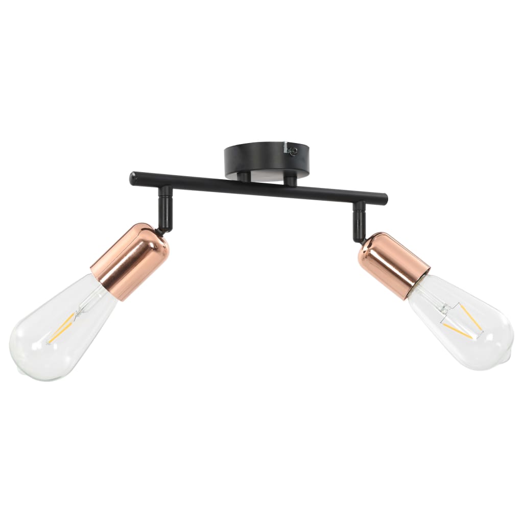 vidaXL Lámpara de focos con 2 luces negro y cobre 2 W E27