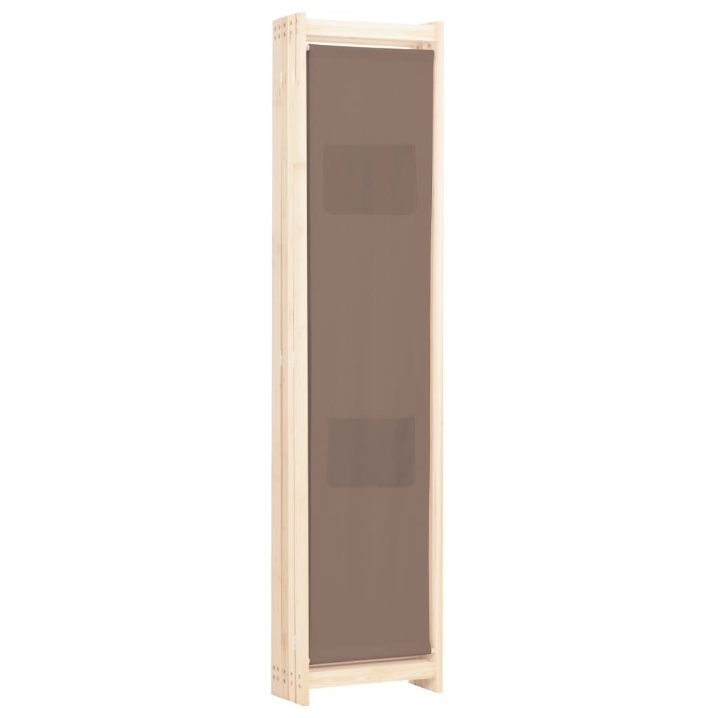 vidaXL Biombo divisor de 5 paneles de tela marrón 200x170x4 cm