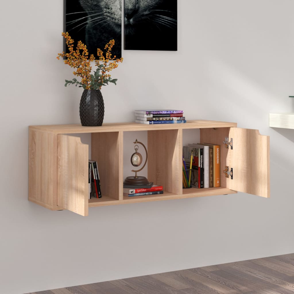 vidaXL Mueble de TV madera ingeniería roble Sonoma 88,5x27,5x30,5 cm