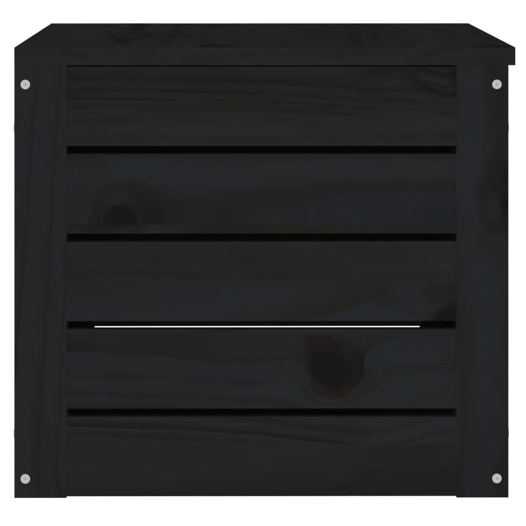vidaXL Caja de almacenaje madera maciza de pino negro 59,5x36,5x33 cm