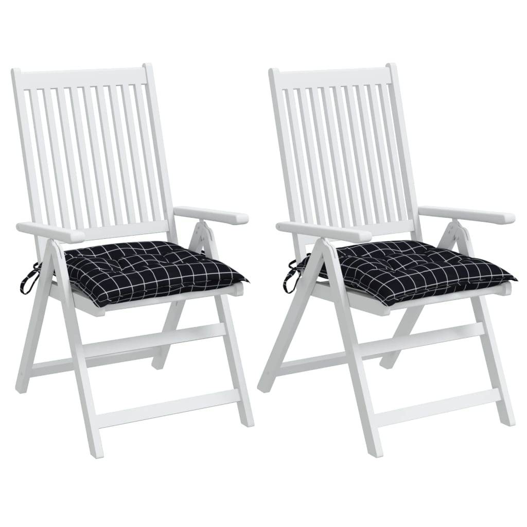 vidaXL Cojines para silla 2 uds tela a cuadros negro 40x40x7 cm