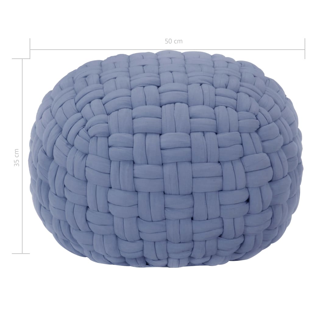 vidaXL Puf de diseño trenzado de algodón azul 50x35 cm