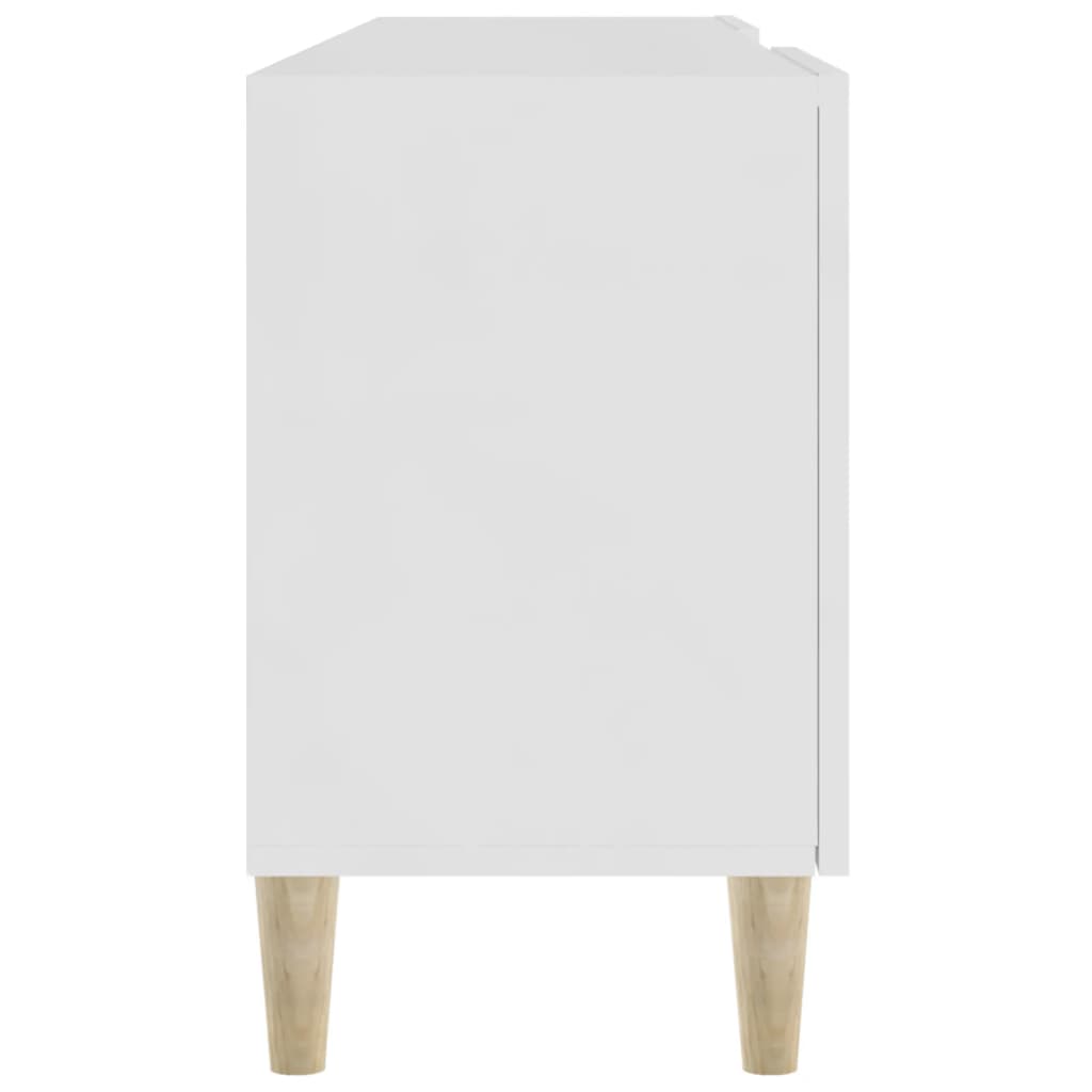 vidaXL Mueble TV madera contrachapada blanco brillante 150x30x50 cm