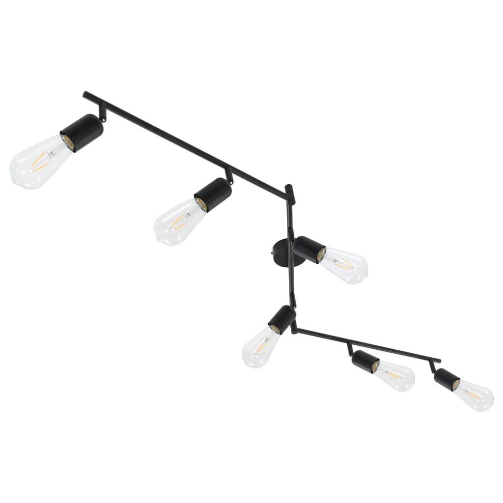 vidaXL Lámpara de focos 6 bombillas de filamento 2 W negro E27 30 cm