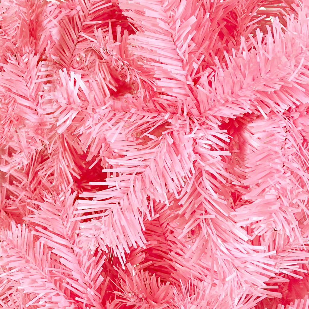 vidaXL Árbol de Navidad delgado con luces y bolas rosa 210 cm