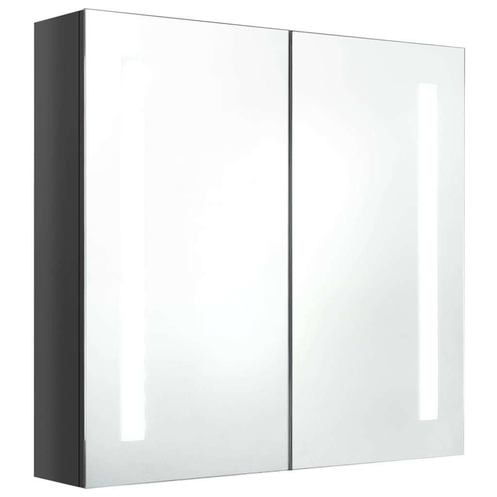 vidaXL Armario de baño con espejo LED gris brillante 62x14x60 cm