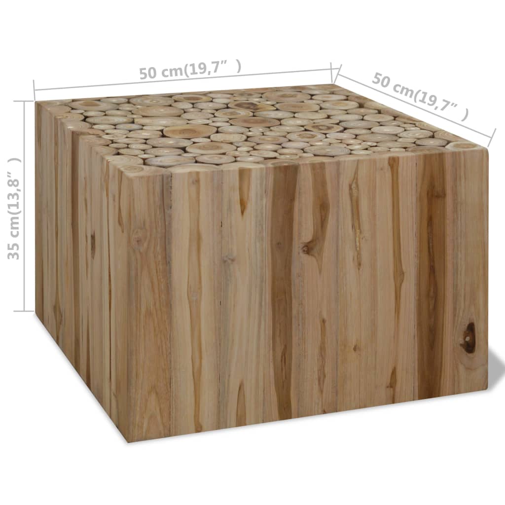 vidaXL Mesa de centro de madera de teca genuina 50x50x35 cm