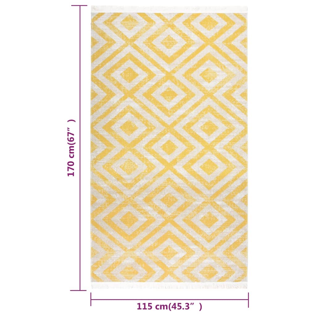 vidaXL Alfombra de exterior tejido plano amarillo y beige 115x170 cm