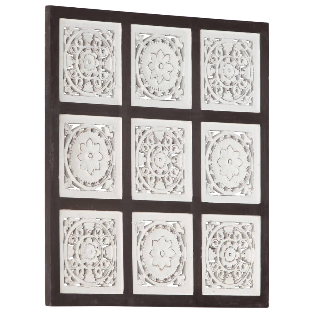 vidaXL Panel de pared tallado a mano MDF marrón y blanco 60x60x1,5 cm