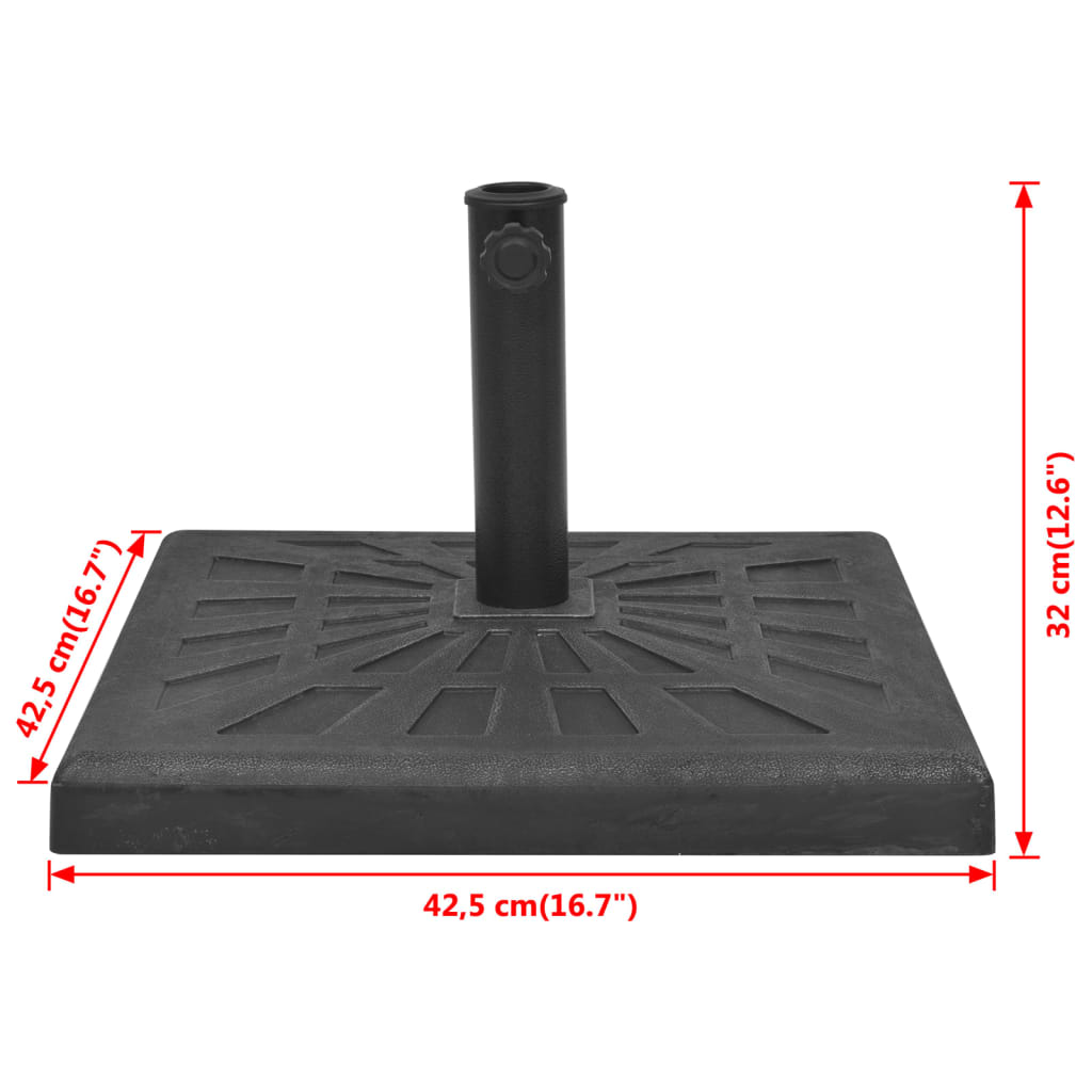 vidaXL Base de sombrilla resina cuadrada negra 12 kg