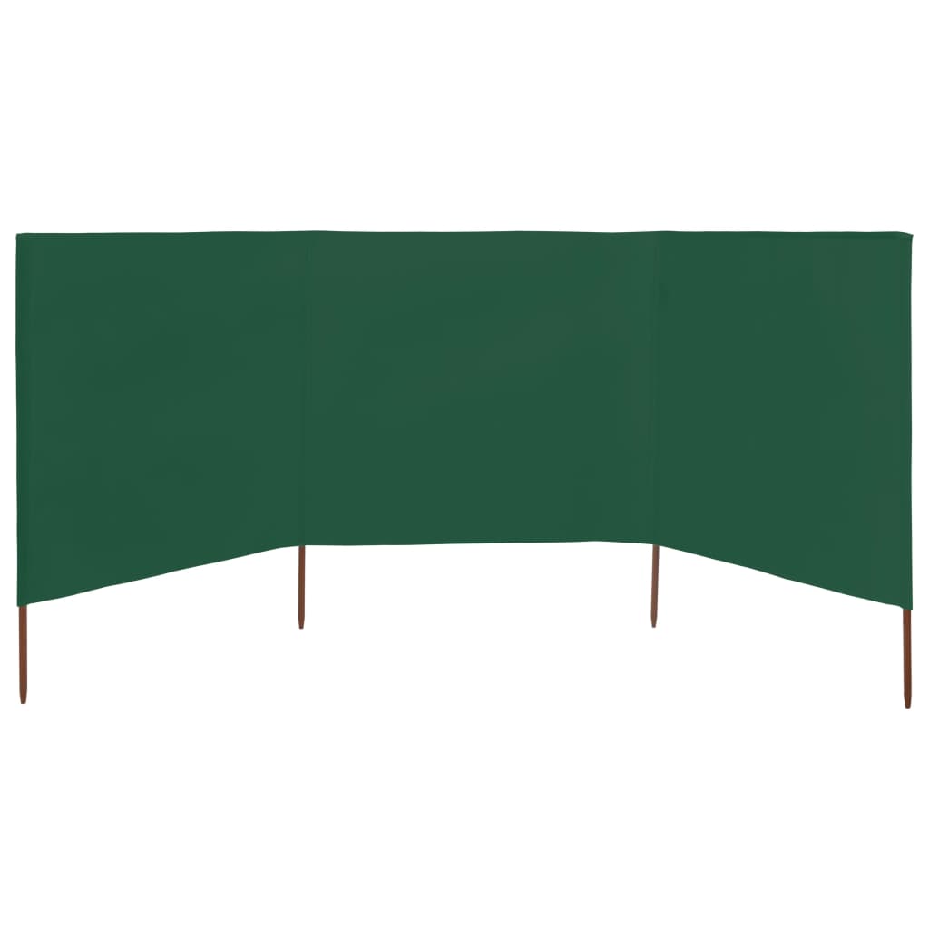 vidaXL Paravientos de playa de 3 paneles tela verde 400x80 cm