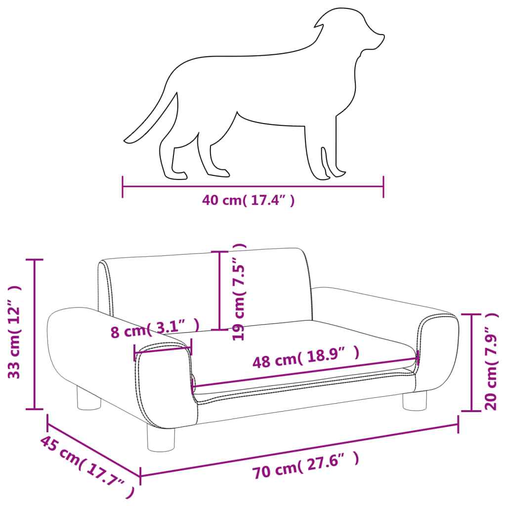 vidaXL Cama para perros de terciopelo gris claro 70x45x33 cm