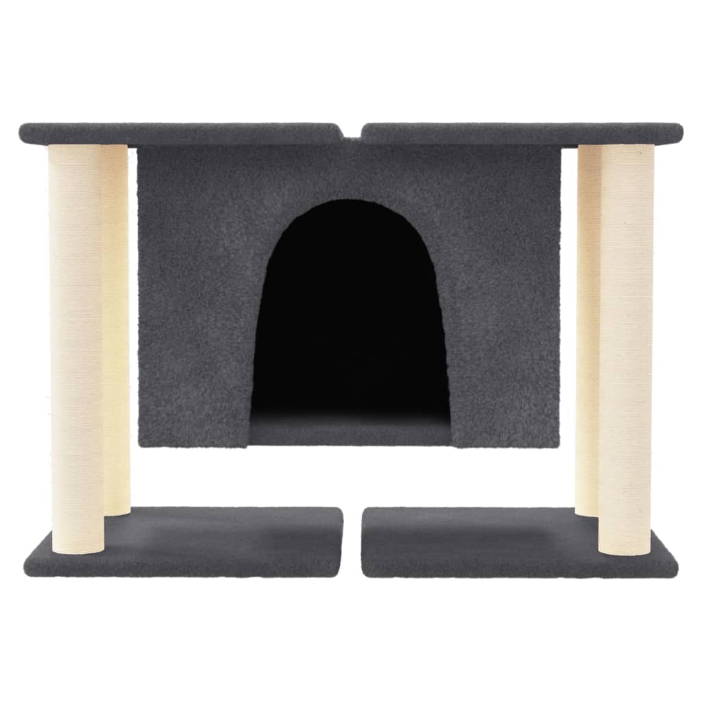 vidaXL Rascador para gatos con postes de sisal gris oscuro 50 cm