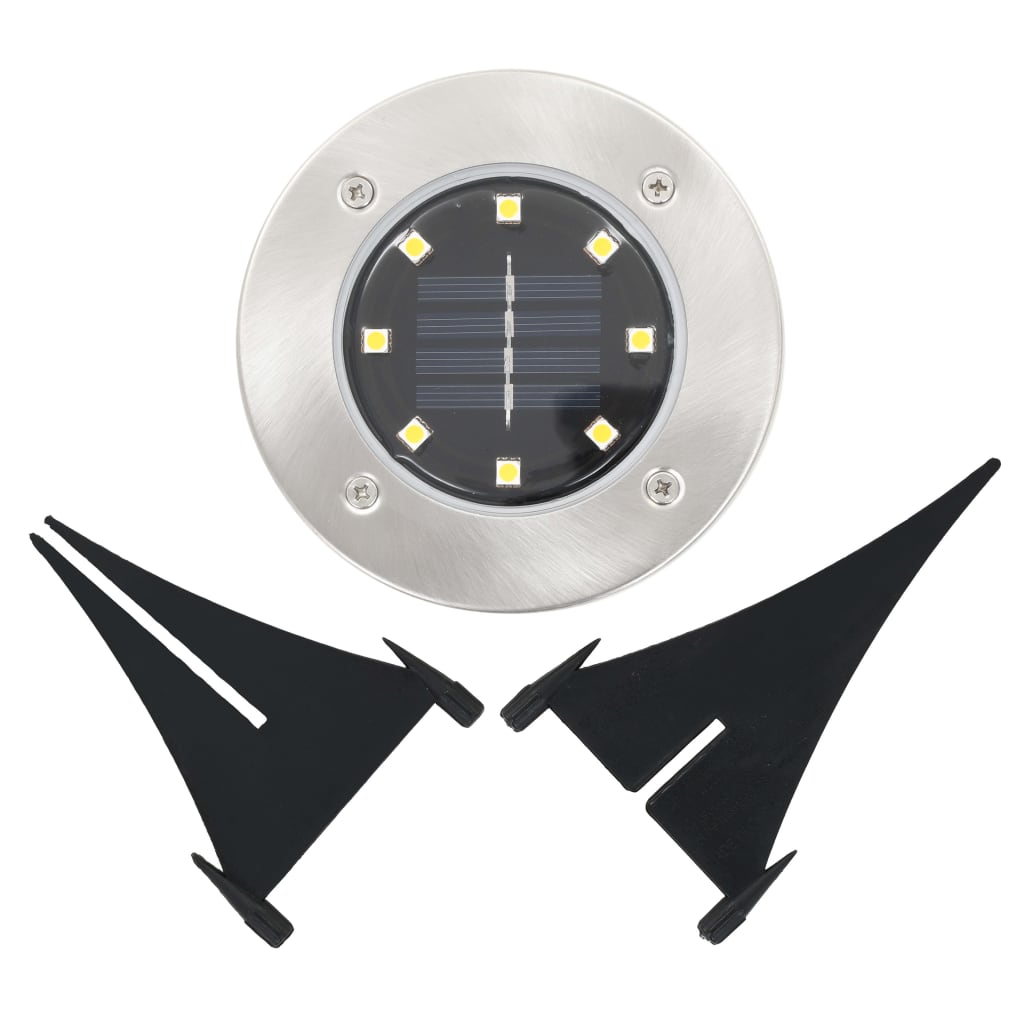 vidaXL Lámparas solares de suelo 8 unidades luces LED blanco cálido