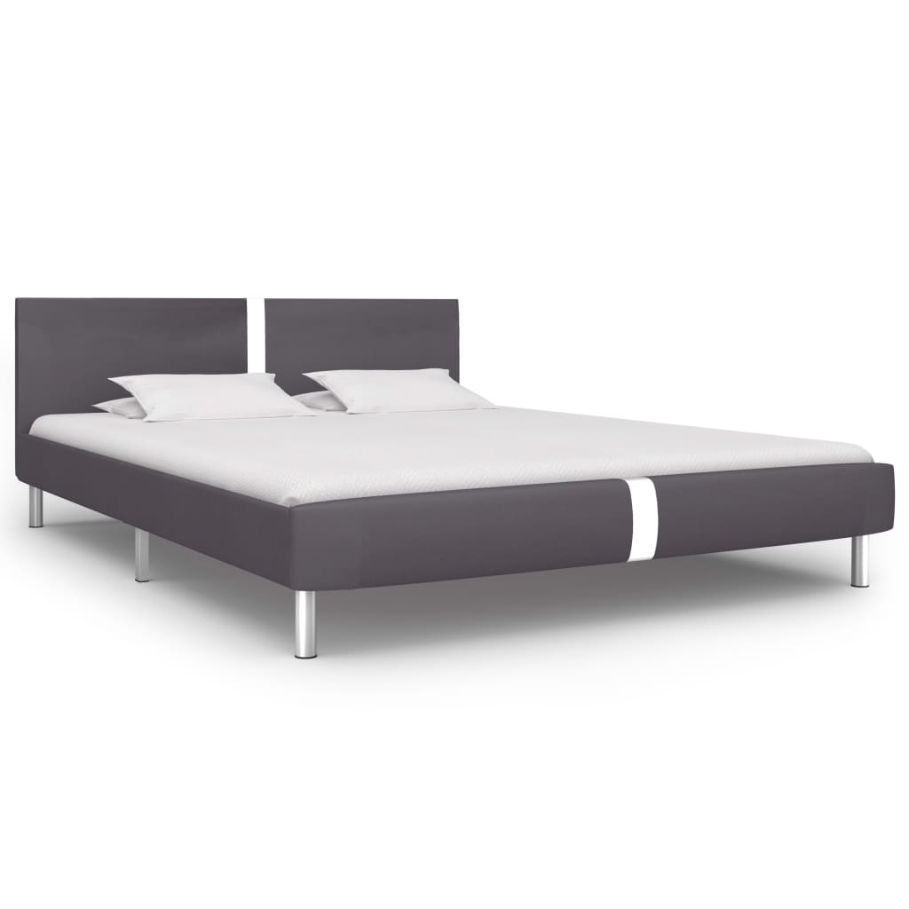 vidaXL Estructura de cama de cuero sintético gris 160x200 cm