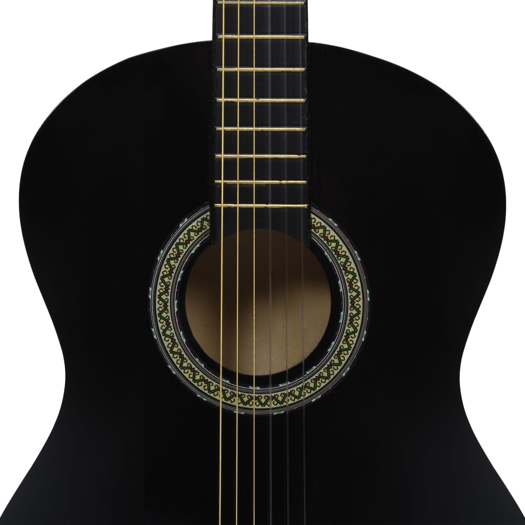 vidaXL Guitarra clásica para principiantes madera tilo negro 4/4 39"