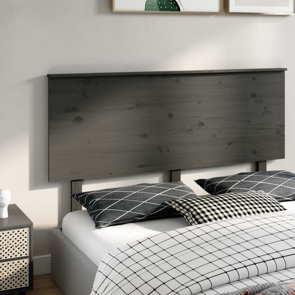 vidaXL Cabecero de cama madera maciza de pino gris 154x6x82,5 cm