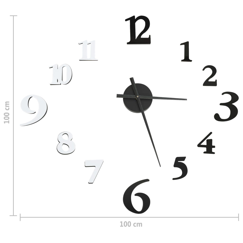 vidaXL Reloj 3D de pared con diseño moderno blanco y negro 100 cm XXL