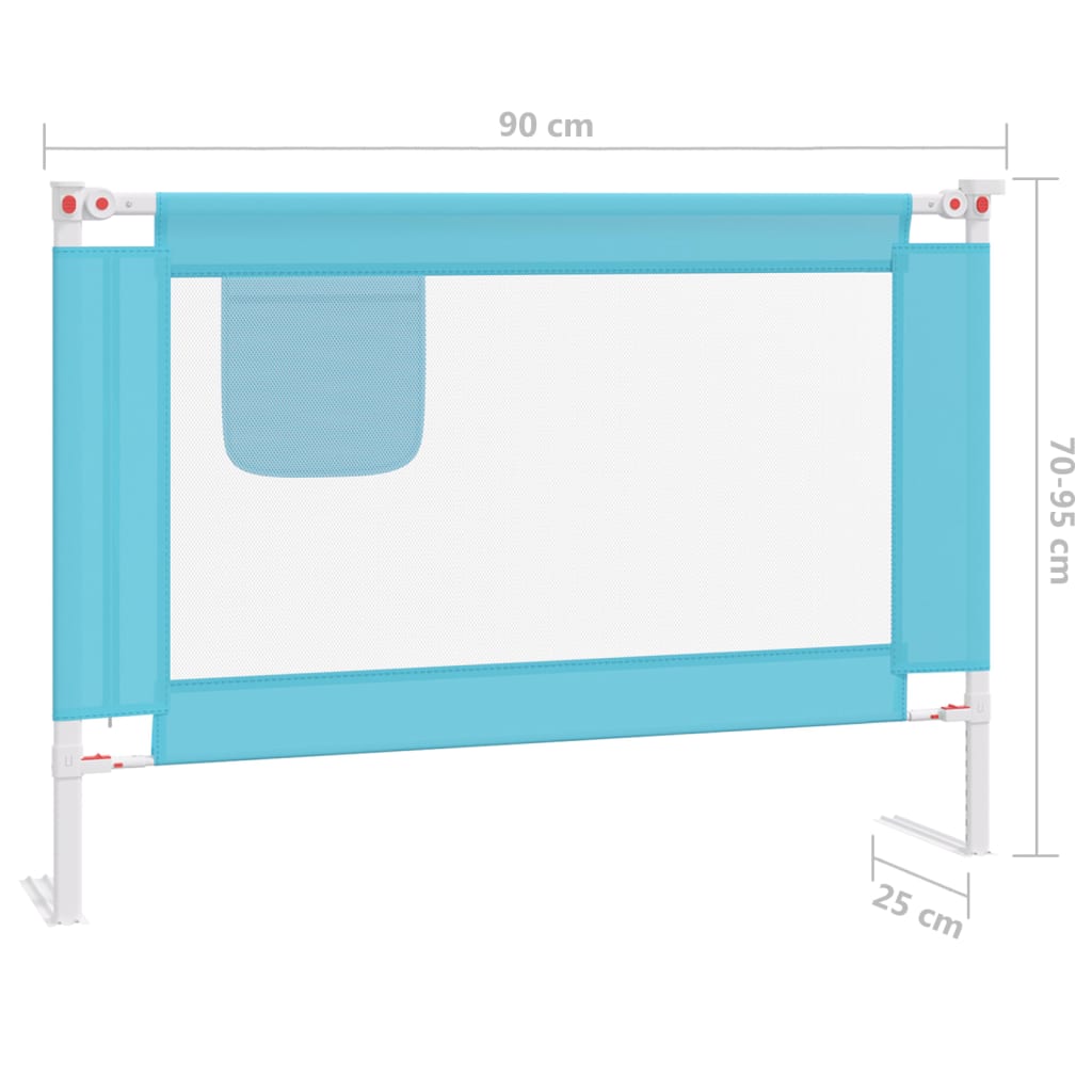 vidaXL Barandilla de seguridad cama de niño tela azul 90x25 cm