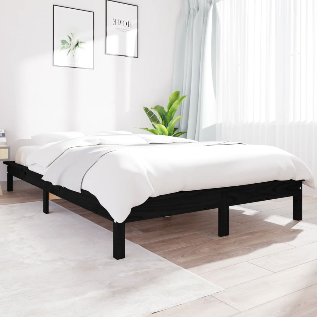 vidaXL Estructura de cama madera maciza de pino negra 120x200 cm