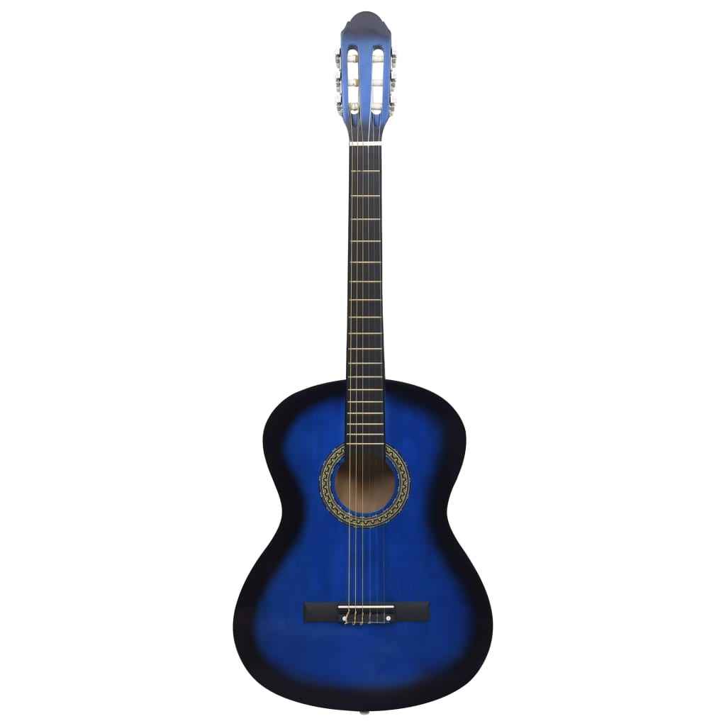 vidaXL Guitarra clásica para principiantes madera de tilo azul 4/4 39"