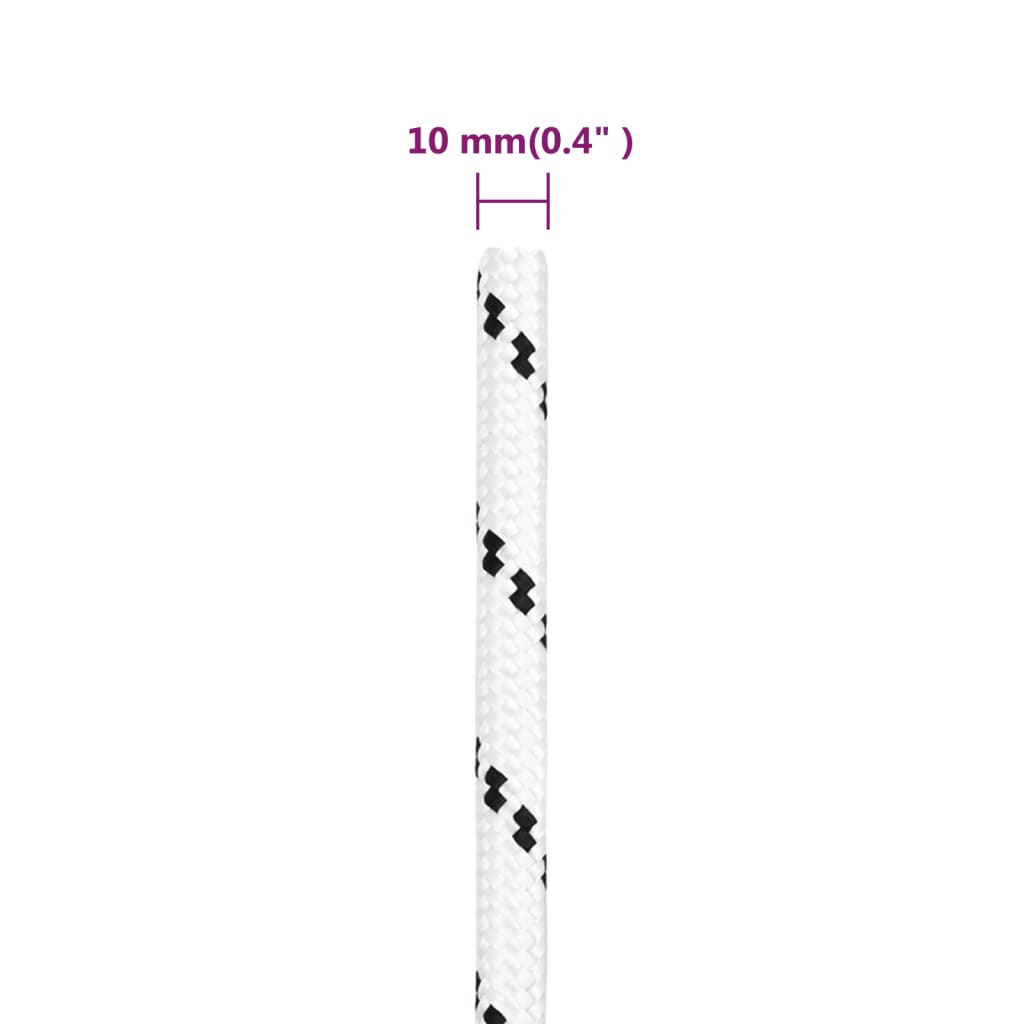 vidaXL Cuerda de trabajo poliéster blanco 10 mm 100 m