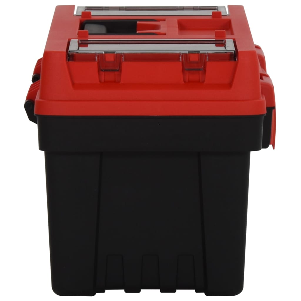vidaXL Set de cajas de herramientas 2 pzas polipropileno negro y rojo