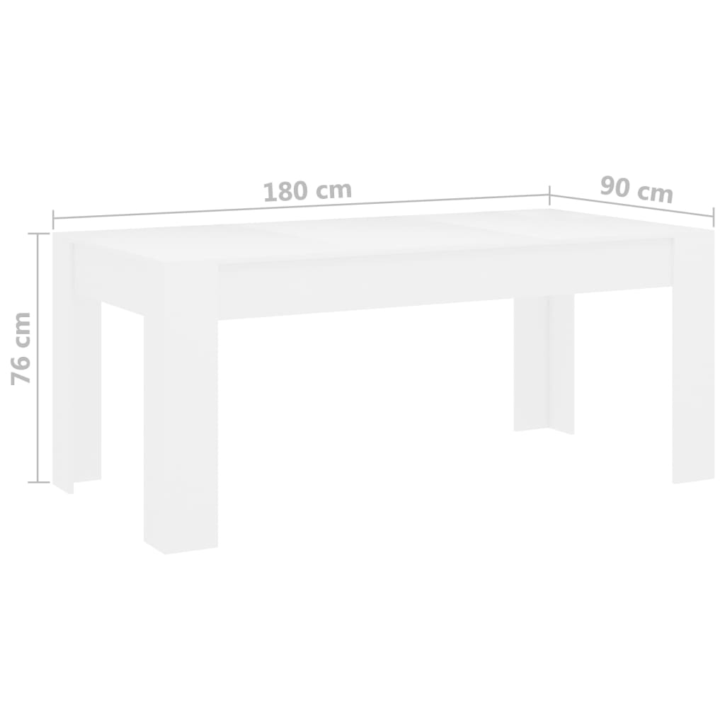 vidaXL Mesa de comedor madera contrachapada blanco 180x90x76 cm
