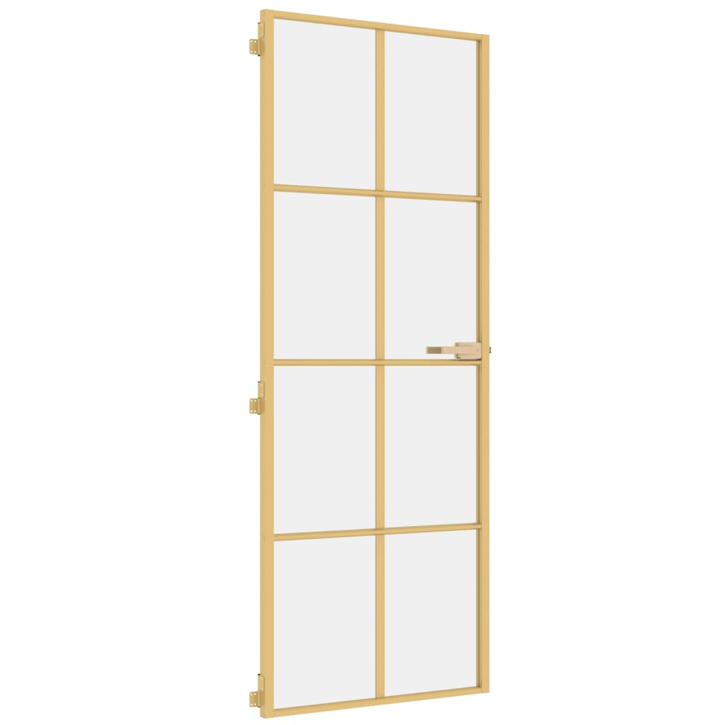 vidaXL Puerta de interior dorada vidrio templado y aluminio 76x201,5cm