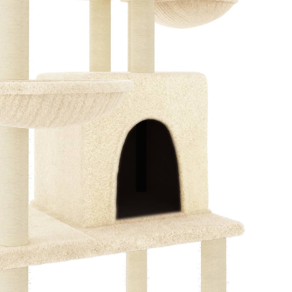 vidaXL Rascador para gatos con postes de sisal crema 180 cm