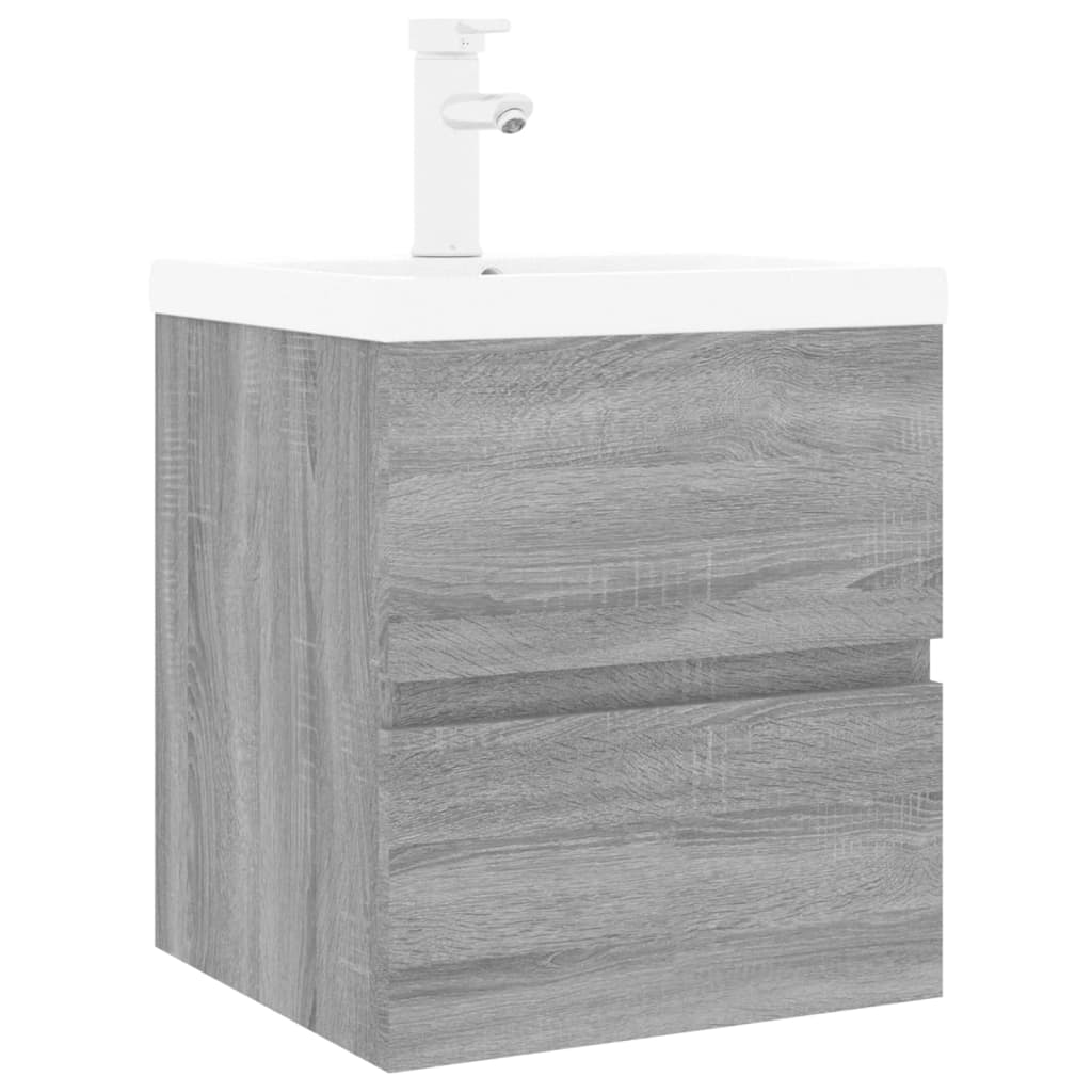 vidaXL Mueble de baño con lavabo madera contrachapada gris Sonoma