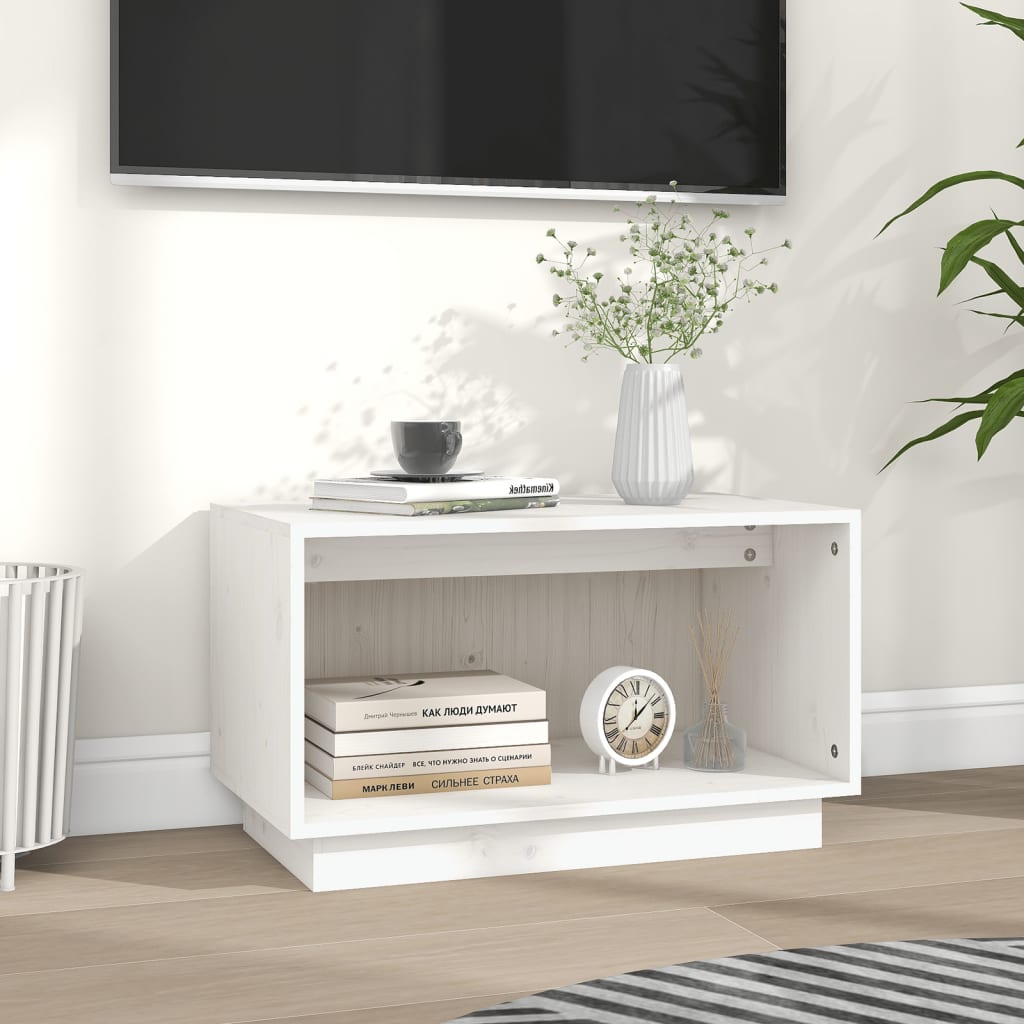 vidaXL Mueble de TV de madera maciza de pino blanco 60x35x35 cm