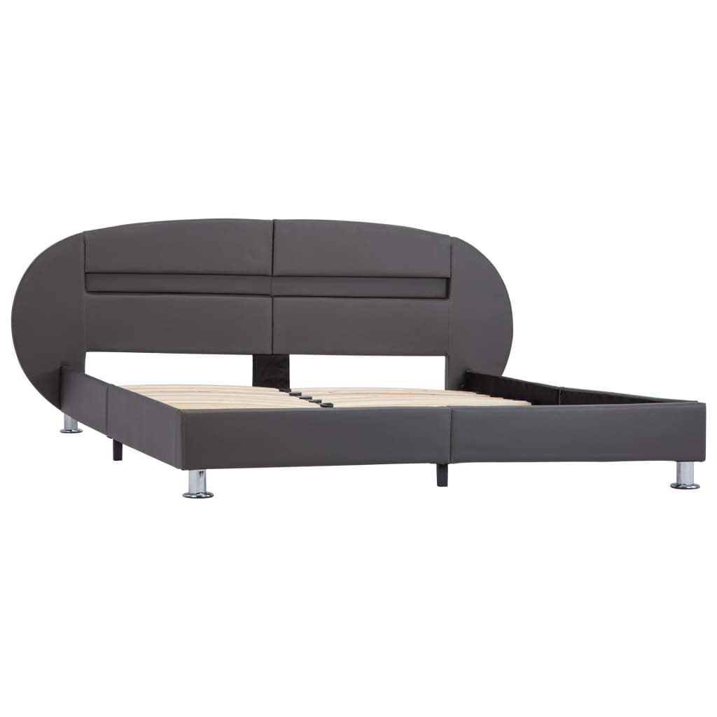 vidaXL Estructura de cama con LED cuero sintético gris 140x200 cm