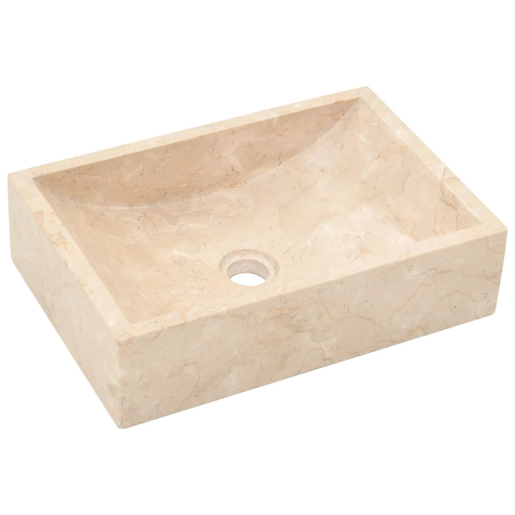 vidaXL Tocador de baño madera maciza de teca con lavabos mármol crema
