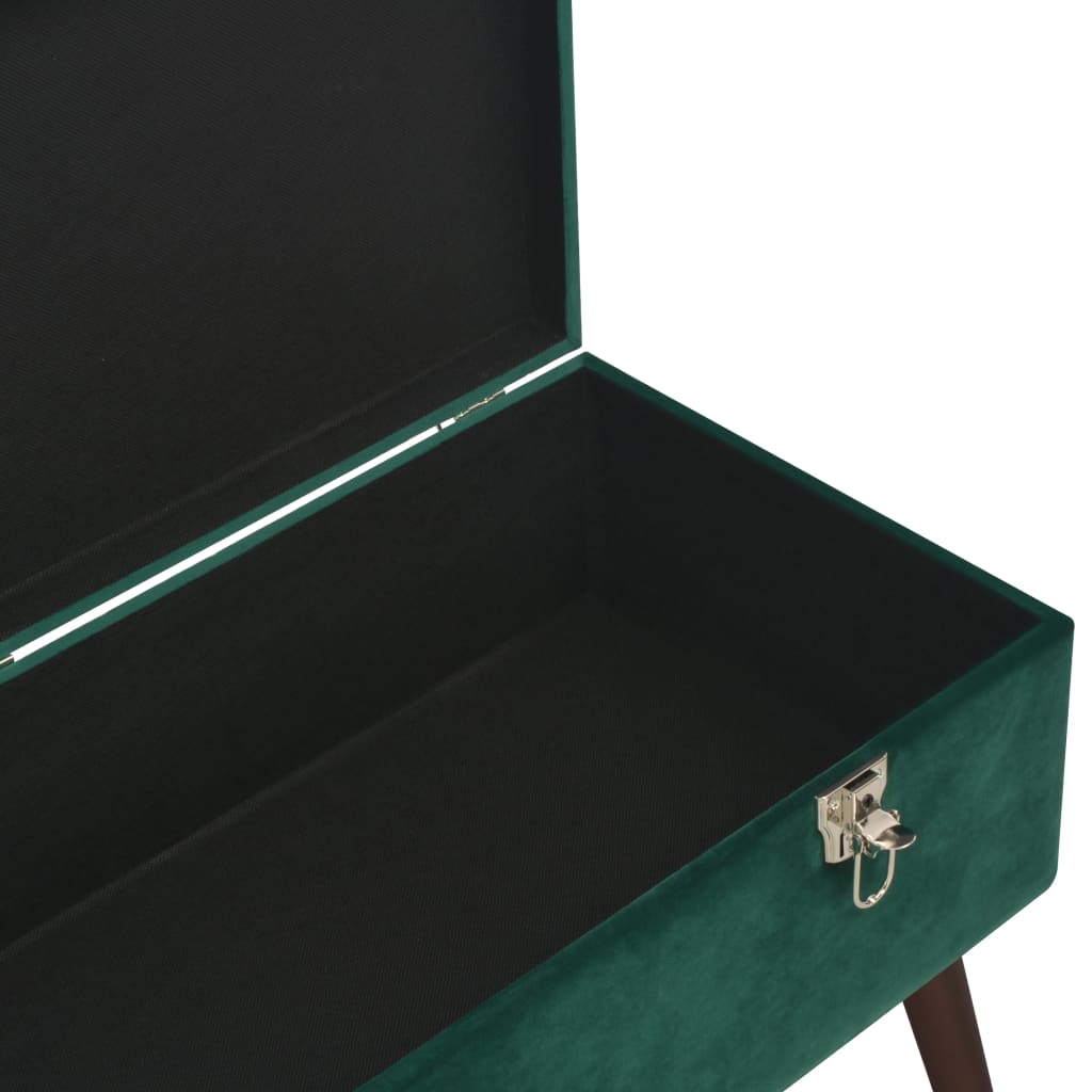 vidaXL Banco con compartimento de almacenaje terciopelo verde 80 cm