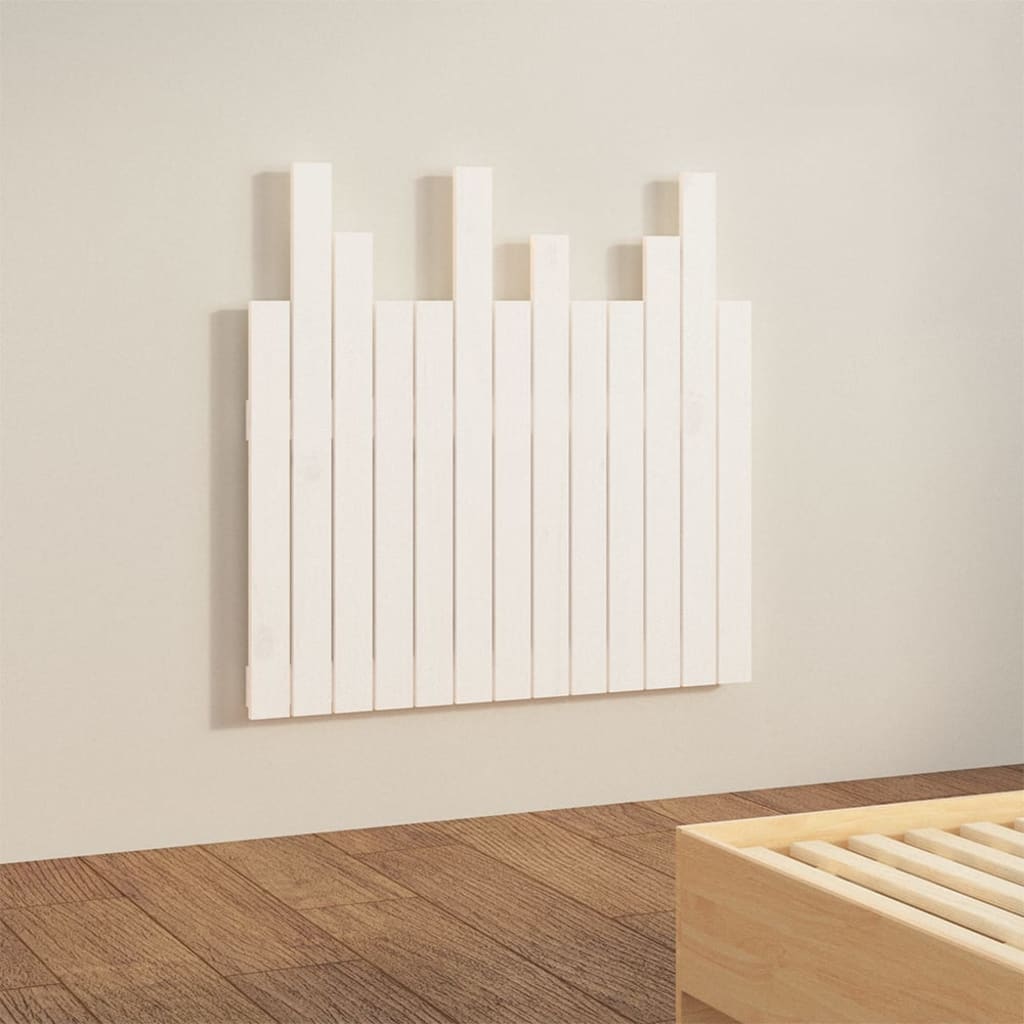 vidaXL Cabecero de cama pared madera maciza pino blanco 82,5x3x80 cm