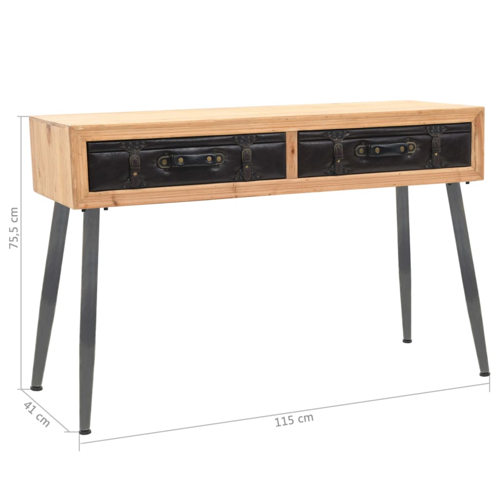 vidaXL Mesa consola de madera maciza de abeto 115x41x75,5 cm