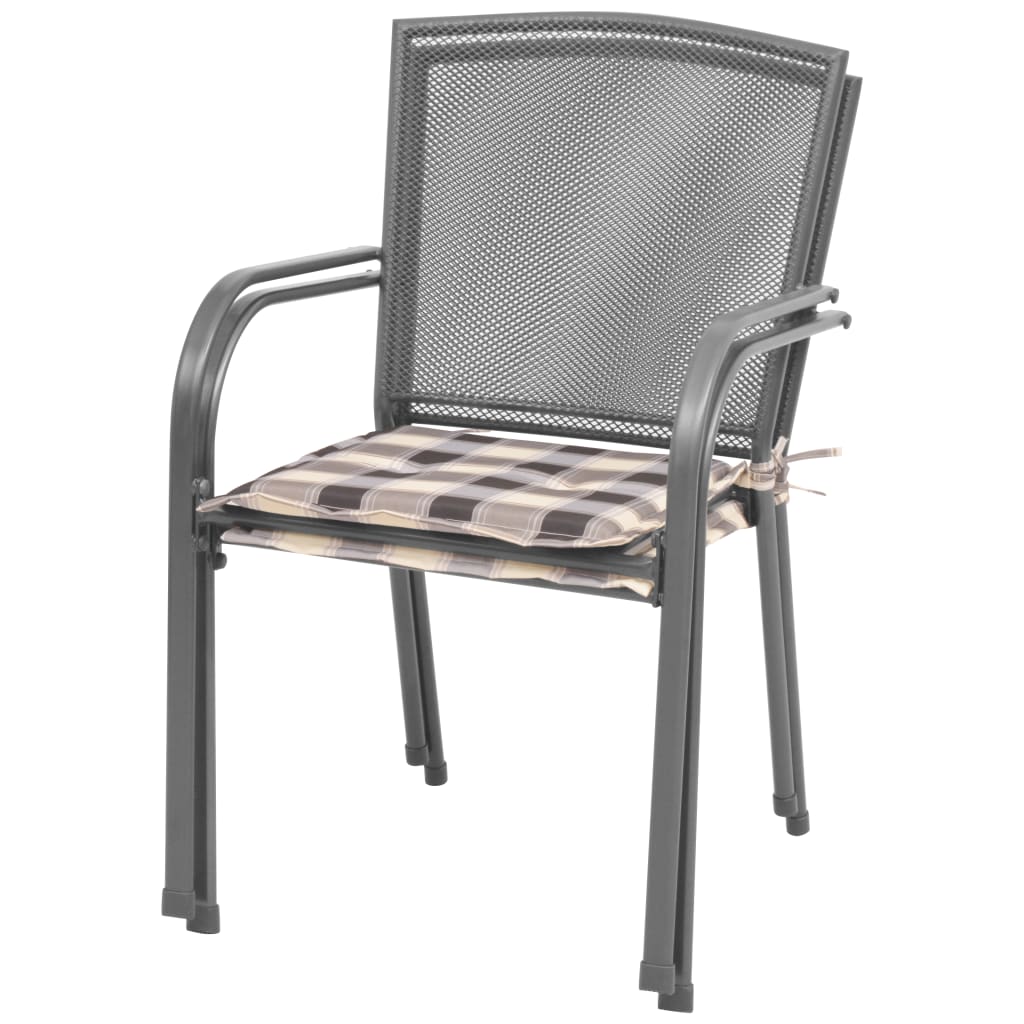 vidaXL Set de mesa y sillas de jardín 3 piezas y cojines acero gris